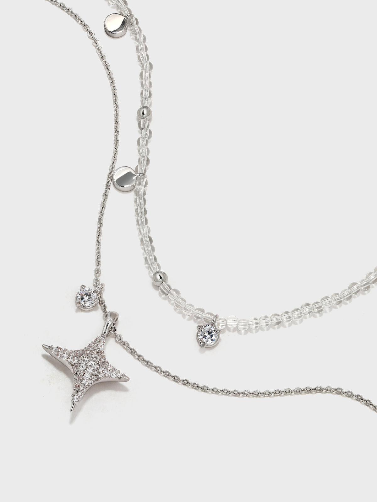 Double Layer Necklace with Zircon Inlay - booneealus