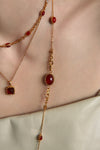 Double-Sided Red Agate Woven Chain Necklace – 24K Gold Plated - booneealus