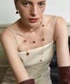 Double-Sided Red Agate Woven Chain Necklace – 24K Gold Plated - booneealus