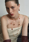 Double-Sided Red Agate Woven Chain Necklace – 24K Gold Plated - booneealus