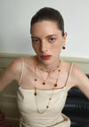 Double-Sided Red Agate Woven Chain Necklace – 24K Gold Plated - booneealus