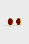 Oval Red Agate Woven Earrings - booneealus