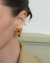 Red Agate Woven Square Hollow Earrings – 24K Gold Plated, 925 Silver Posts - booneealus