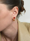 Candy-Tower Red Agate Woven C-Hoop Earrings - booneealus