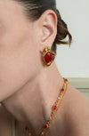 Molten Texture Red Agate Statement Earrings - booneealus