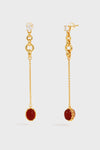 Red Agate Double-Sided Tassel Earrings – 24K Gold Plated - booneealus