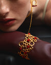 Woven Hollow Sugarloaf Red Agate Open Cuff Bracelet