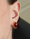 Oval Red Agate Woven Earrings - booneealus