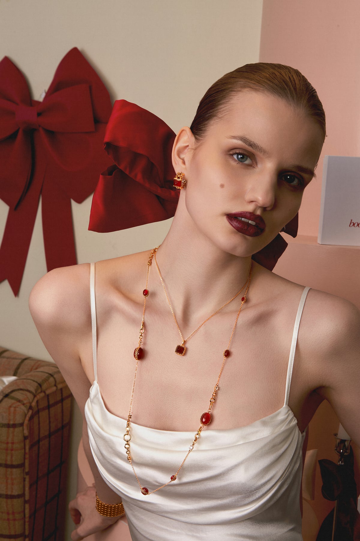 Sugar Pyramid Red Agate Woven Circle Earrings – 24K Gold Plated, 925 Silver Posts - booneealus