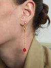 Red Agate Double-Sided Tassel Earrings – 24K Gold Plated - booneealus