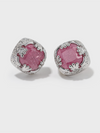 Square Pink Crack Stone Studs - booneealus