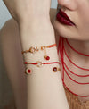 Woven Chain Red Agate Open Cuff Bracelet - booneealus