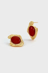 Molten Texture Red Agate Statement Earrings - booneealus