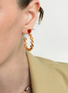 Sugar Pyramid Red Agate C-Hoop Earrings – 24K Gold Plated - booneealus