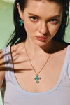 Paraiba Cross Jewelry Set – Gold 3-Piece Collection (Small Necklace) - booneealus