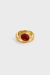 Organic Texture Red Agate Cabochon Statement Ring - booneealus