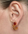 Candy-Tower Red Agate Woven C-Hoop Earrings - booneealus