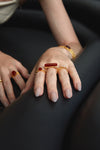 Agate Woven Chain Ring – Red Agate Pyramid Cut - booneealus