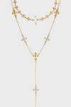 Forged Pilgrimage & Pearl Cross Cipher Necklace Set – Gold - booneealus