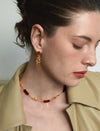 Sugar Pyramid Red Agate C-Hoop Earrings – 24K Gold Plated - booneealus