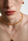 Collar con colgante de trébol geométrico de doble capa