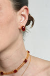 Oval Red Agate Woven Earrings - booneealus