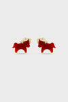 Horse Form Red Agate Stud Earrings - booneealus
