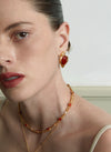 Molten Texture Red Agate Statement Earrings - booneealus