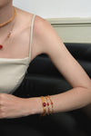 Asymmetric Red Agate Woven Chain Bracelet – 24K Gold Plated