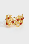 Woven Hollow Sugarloaf Red Agate Open Cuff Bracelet