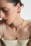 Collar con colgante de trébol geométrico de doble capa