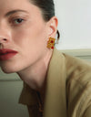 Red Agate Woven Square Hollow Earrings – 24K Gold Plated, 925 Silver Posts - booneealus