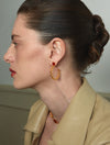 Sugar Pyramid Red Agate C-Hoop Earrings – 24K Gold Plated - booneealus