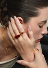 Agate Woven Chain Ring – Red Agate Pyramid Cut - booneealus