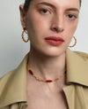 Sugar Pyramid Red Agate C-Hoop Earrings – 24K Gold Plated - booneealus