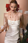 Double-Sided Red Agate Long Necklace – 24K Gold Plated - booneealus