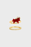 Horse Form Red Agate Ring - booneealus