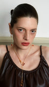 Red Agate Double-Sided Tassel Earrings – 24K Gold Plated - booneealus