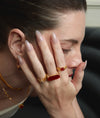 Agate Woven Chain Ring – Red Agate Pyramid Cut - booneealus