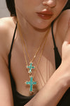 Paraiba Cross Jewelry Set – Gold 3-Piece Collection (Small Necklace) - booneealus