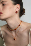Oval Red Agate Woven Earrings - booneealus