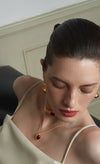 Double-Sided Red Agate Woven Pendant Necklace - booneealus