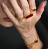 Red Agate Woven Lace Bracelet – 24K Gold Plated - booneealus