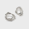 Metal Texture Oval Studs with Zircon Tassels - booneealus