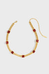 Sugar Pyramid Red Agate Woven Necklace – Black Label Jewelry Grade, 24K Gold Plated - booneealus