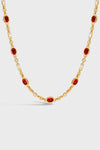 Double-Sided Red Agate Woven Chain Necklace – 24K Gold Plated - booneealus