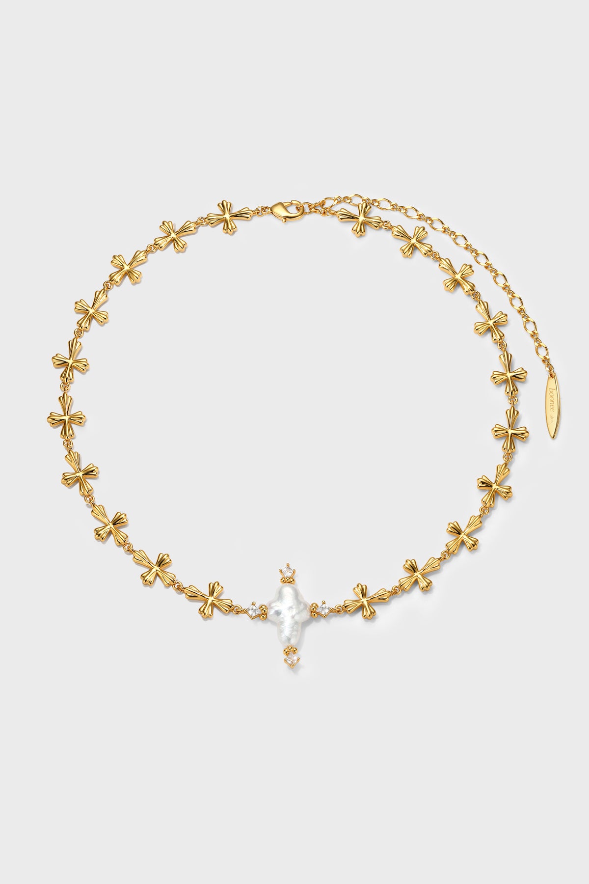 Pearl Cross Cipher Necklace - booneealus