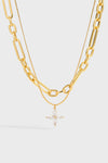 Collar con colgante de trébol geométrico de doble capa