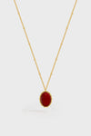 Double-Sided Red Agate Woven Pendant Necklace - booneealus