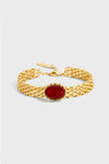 Red Agate Woven Lace Bracelet – 24K Gold Plated - booneealus